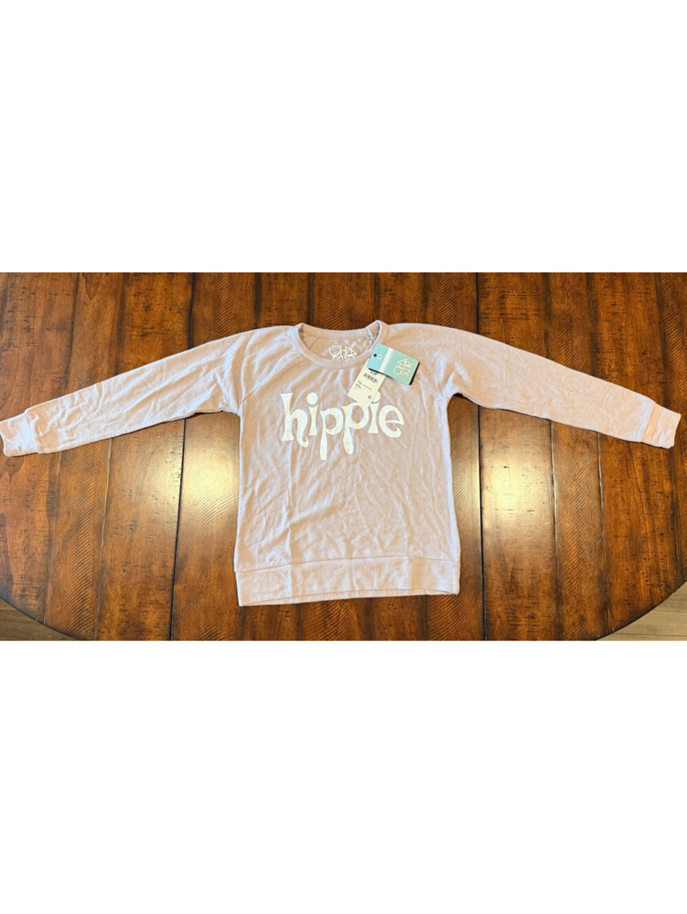 Chaser Hippie Graphic Long Sleeve Sweatshirt Macaron Pink Womens Size Small